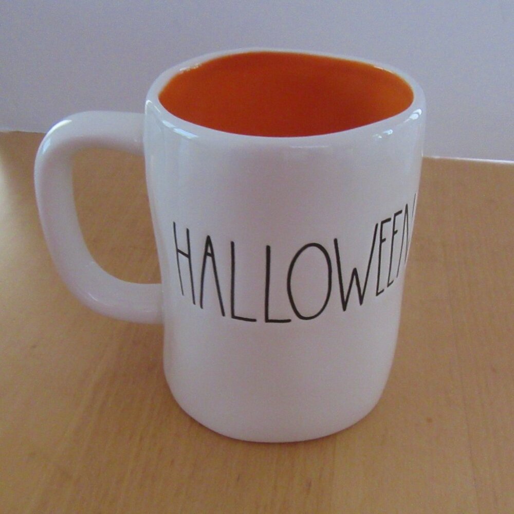 HAPPY HALLOWEEN large white mug by Ray Dunn  - 16 oz.- Ceramic